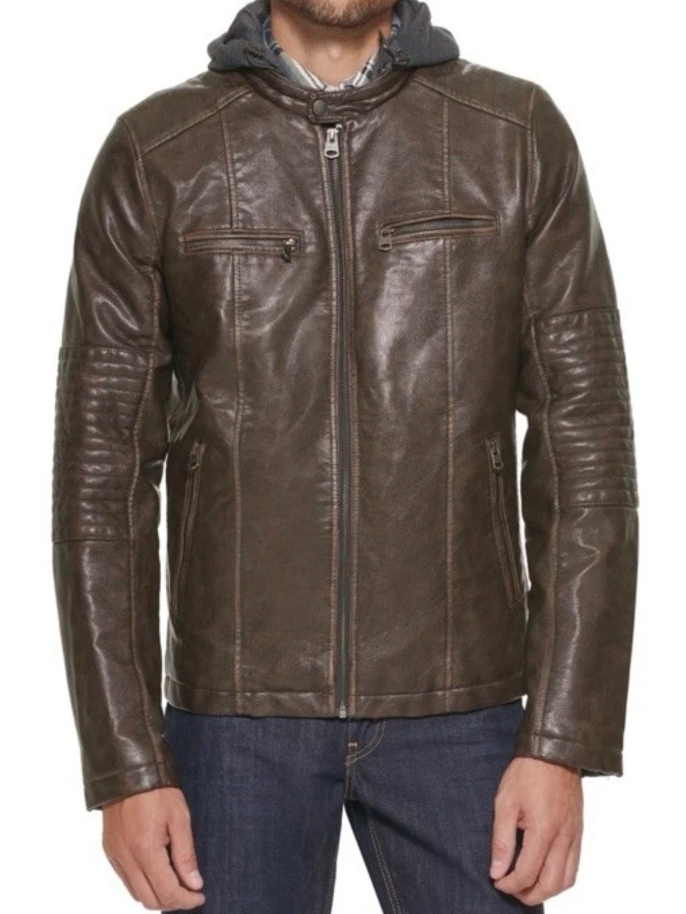 Levi's Men's Dark Brown Leather Bomber Jacket